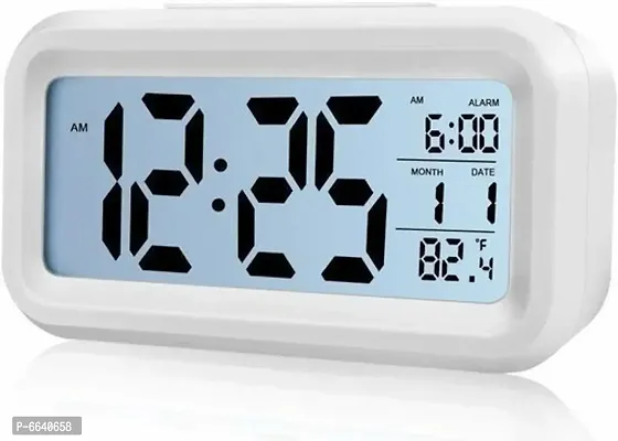 Plastic Off White Digital Alarm Clock