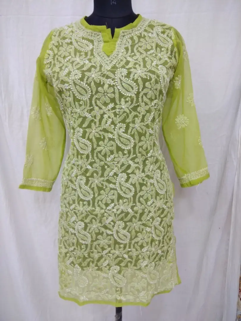 Beautiful Pure Mul Chanderi Tunic Dress With Dupata Elegant Chikankari