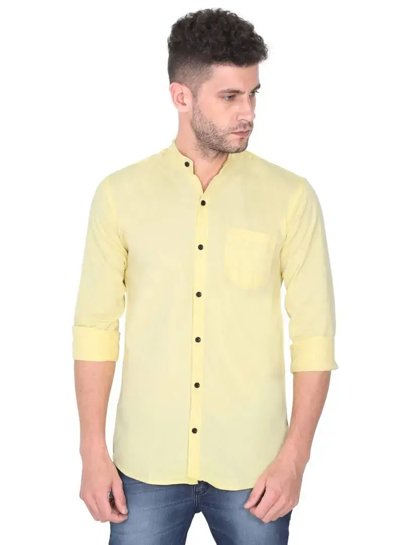 yellow chinese collar shirt