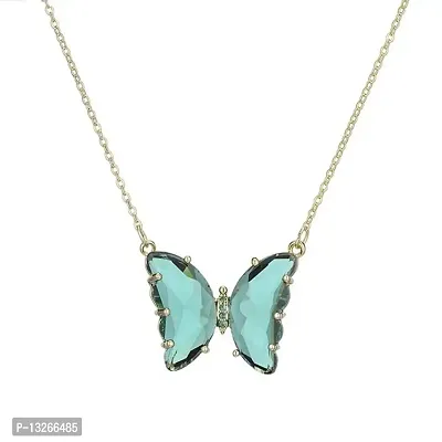 Charming Gold Plated Crystal Butterfly Pendant Necklace For women and girl