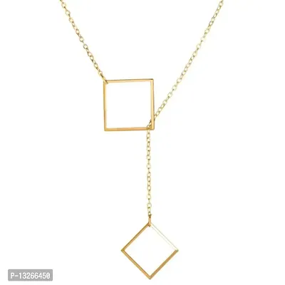 New Fashionable Square Chain Pendent Necklace for Women and Girls-thumb0