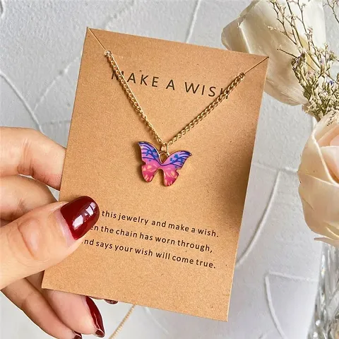 Fancy Korean Style MAW Butterfly Necklace With Chain