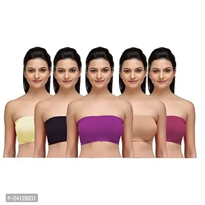 Buy Beauty Plus Women's Nylon Non Padded Wireless Strapless Stretchable Tube  Bra (Blue, Red, Navy Blue, White, Pink, 28B-36B)- Combo of 5 Online In  India At Discounted Prices