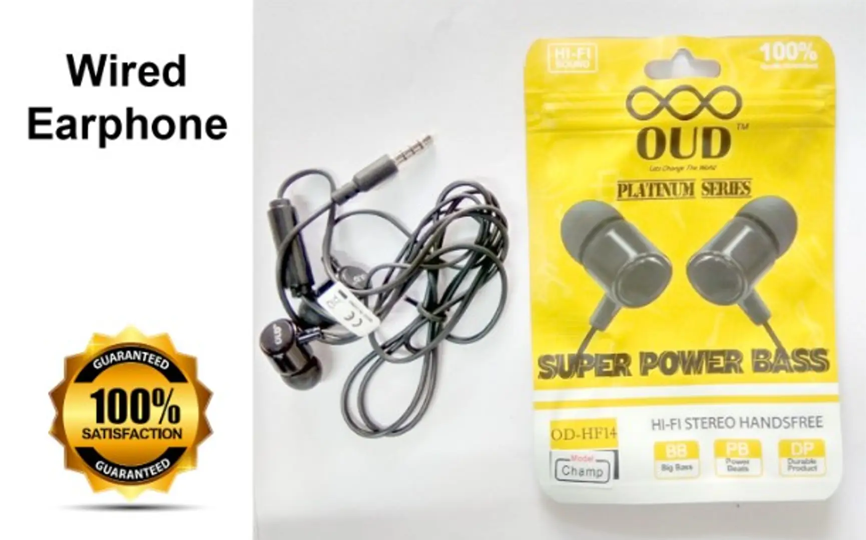 OUD Wired High Quality Handsfree black in ear