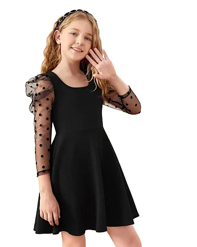 Oxyamte Girls Midi Knee Length Party A Line Dress 15 16 Black