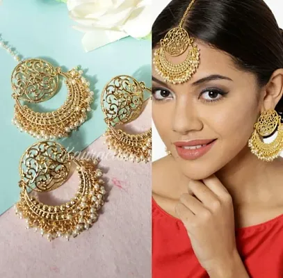 Golden Copper Earring and Maangtika Golden Copper Earring and Maangtika