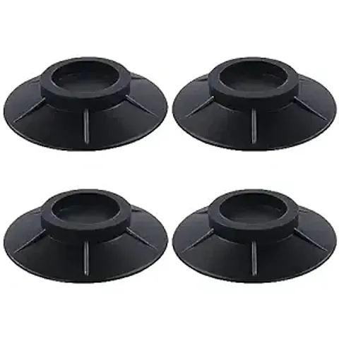 Anti-Vibration Pad Washing Machine Suction Stand Multipurpose and Non Slip Rubber Base Compatible with Furniture Bed Sofa Refrigerator buy one get one (Round Black, 8Pcs)