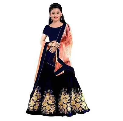 Buy Green Net Embroidered Sequins Lehenga Set For Girls by FAYON KIDS  Online at Aza Fashions.