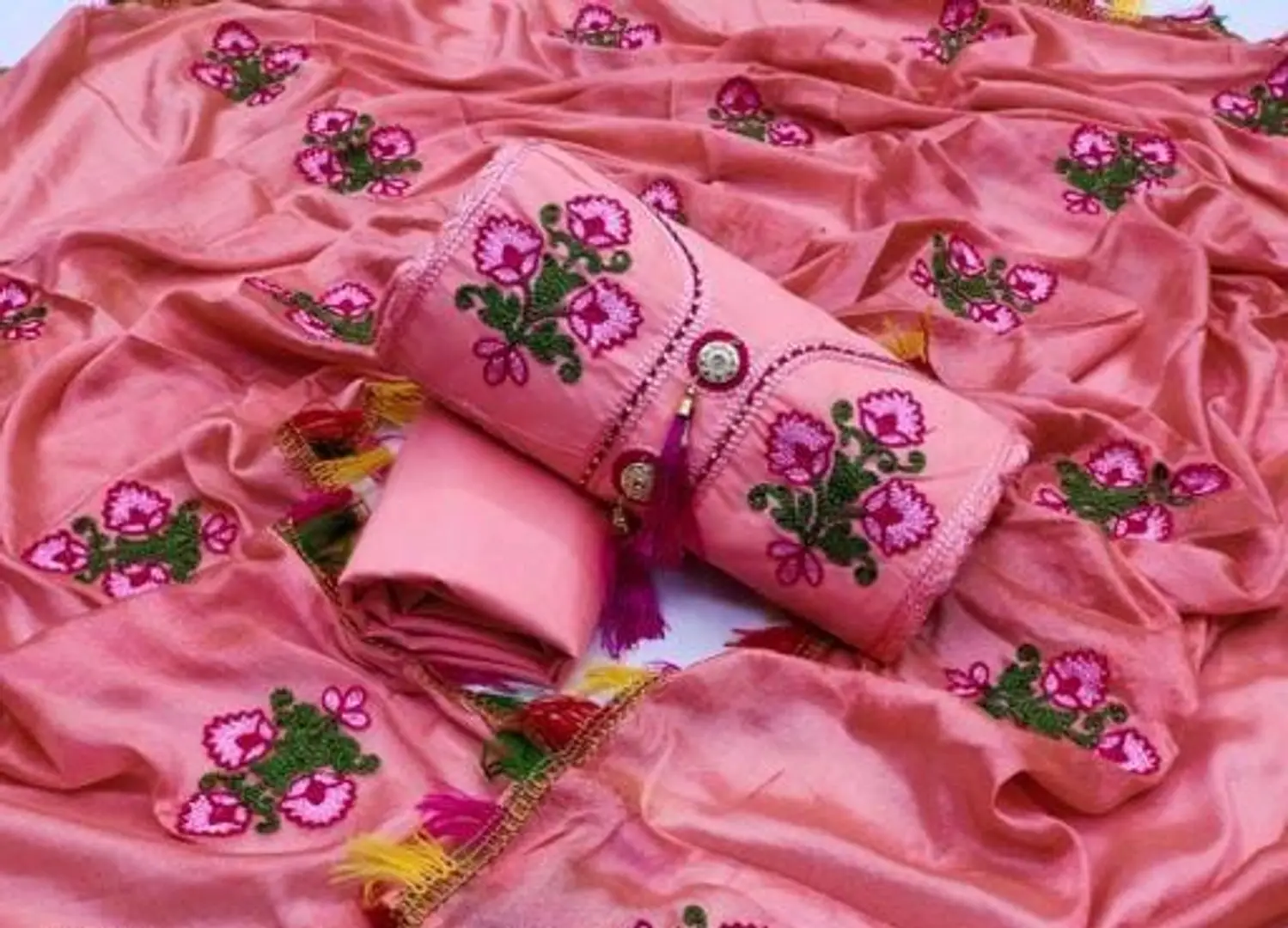 Femina 6 Designer Cotton Embroidery Dress Materials : Textilecatalog