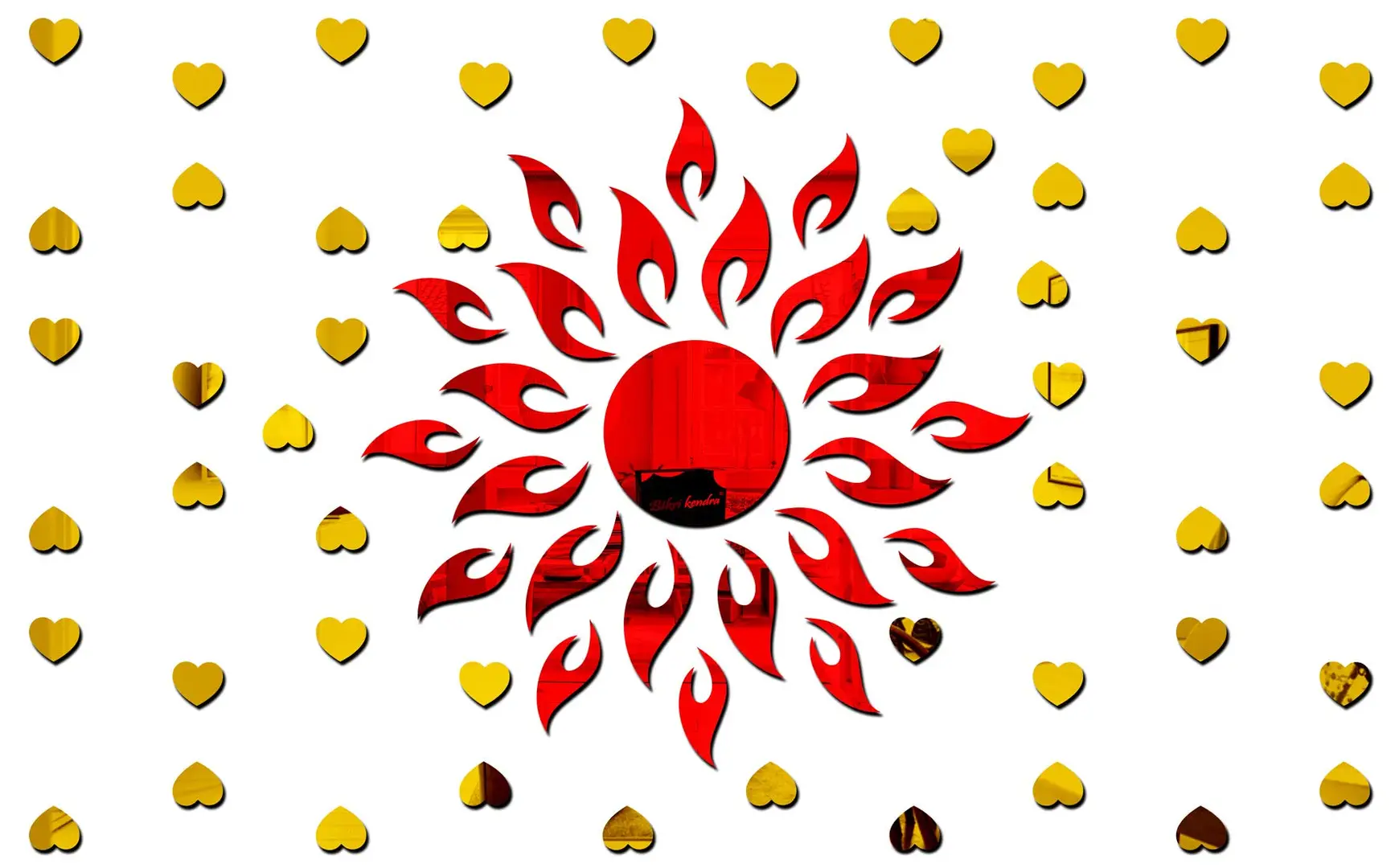 buy-sun-red-with-50-heart-golden-mirror-stickers-for-wall-acrylic