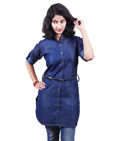 Buy Naughty Ninos Blue Cotton Denim Shirt Dress (TT00896DRS_9-10 Years) at  Amazon.in