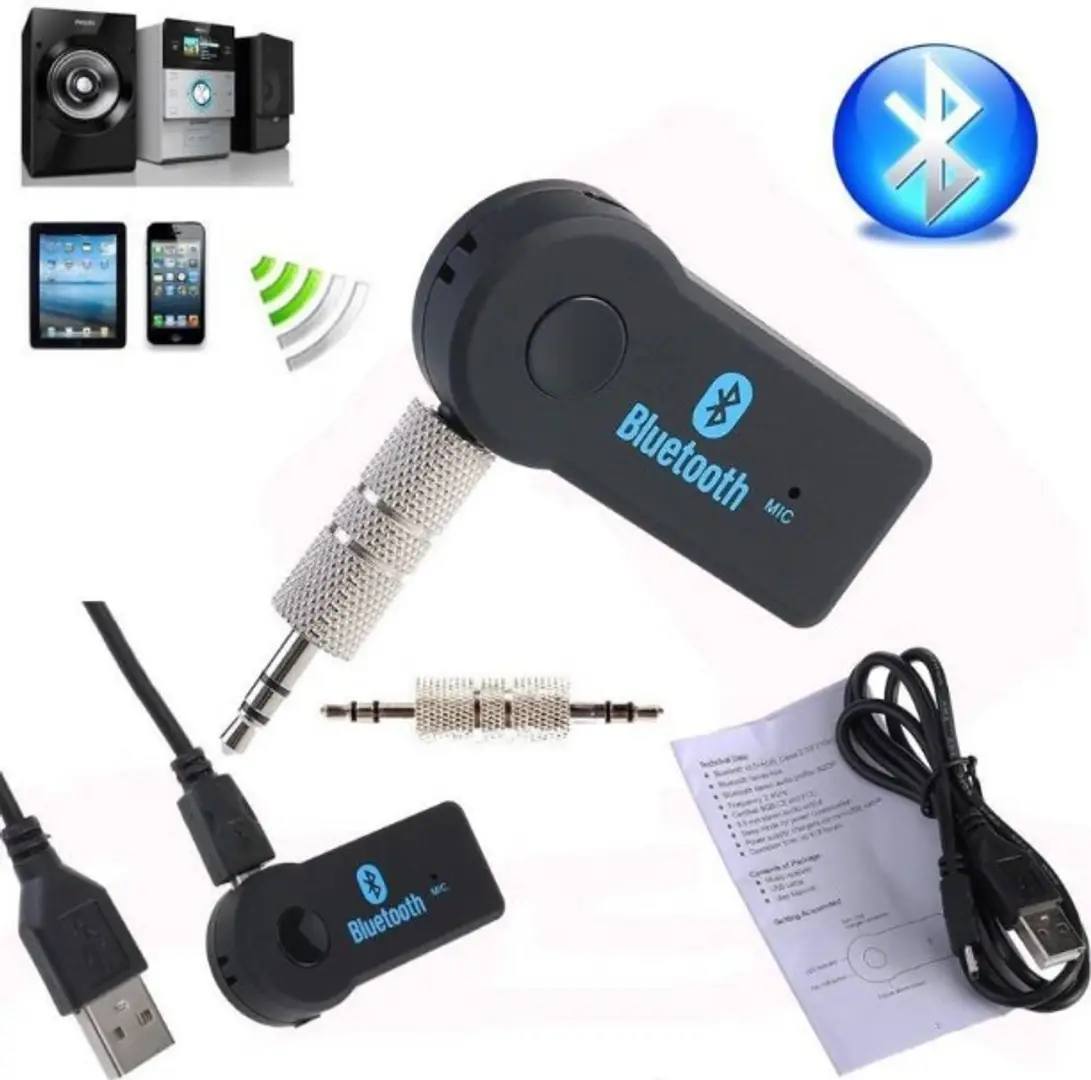 Wireless bluetooth receiver 3.5 mm aux deals audio stereo music home car adapter kit