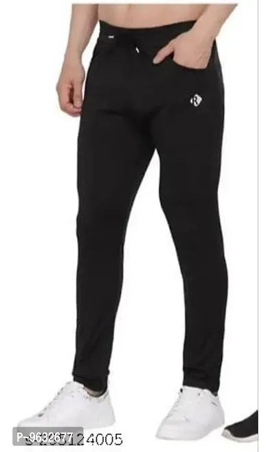 Black Polyester Regular Track Pants For Men Pack of 2-thumb2