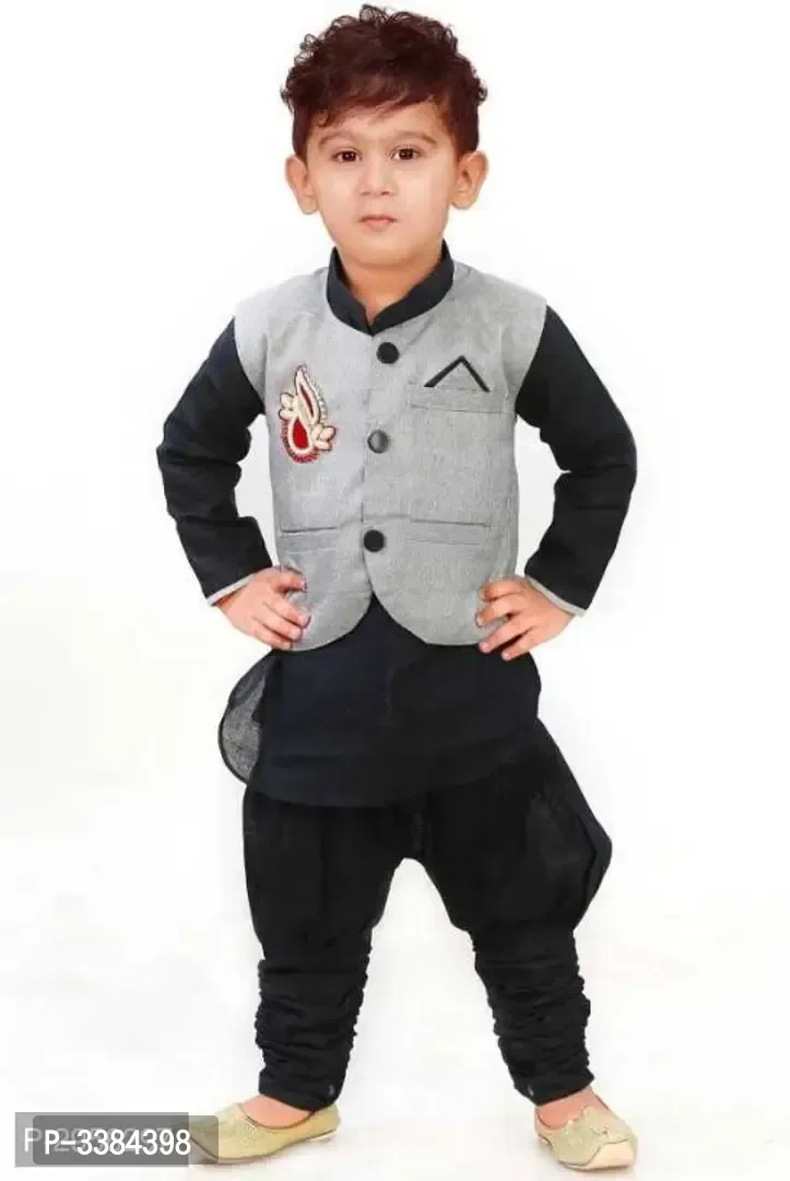 Boys Casual Kurta Waistcoat And Pyjama Set