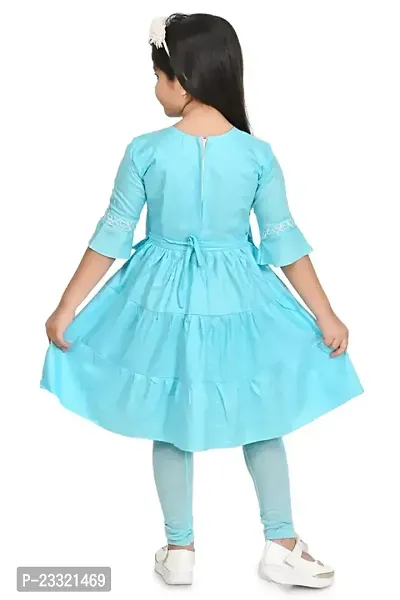 Buy Pretty Sea Blue Rayon Frock With Leggings Set For Girls Online In India  At Discounted Prices
