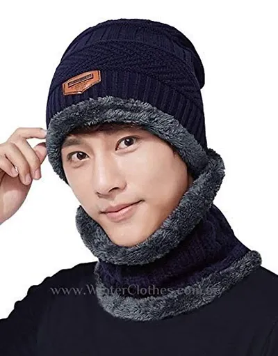 Woven Beanie With Neck Warmer Cap