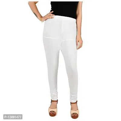 Indian Women White High Quality Leggings Solid Churidar Free Size