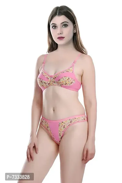Buy PIBU-Women's Cotton Padded Bra Panty Set for Women Lingerie Set  Undergarments (Pack of 1)(Size :34) Model No : Kali Set_Pink at