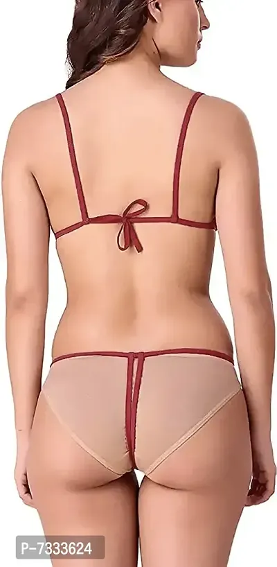 Buy PIBU-Women's Net Bra Panty Set for Women Lingerie Set Sexy Honeymoon  Undergarments (Color : Maroon)(Pack of 1)(Size :Free Size) Model No :  Dori-Net Online In India At Discounted Prices