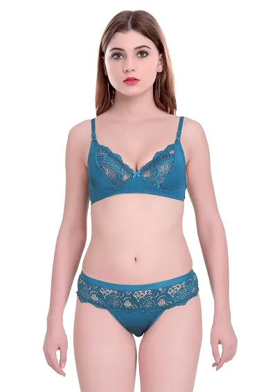 Buy COTTON PLUS Women's Light Padded Honeymoon Bra and Panty Set for Girls  Women's Combo Multicolored (Pack of 3) (28, Blue.Maroon .Pink) at