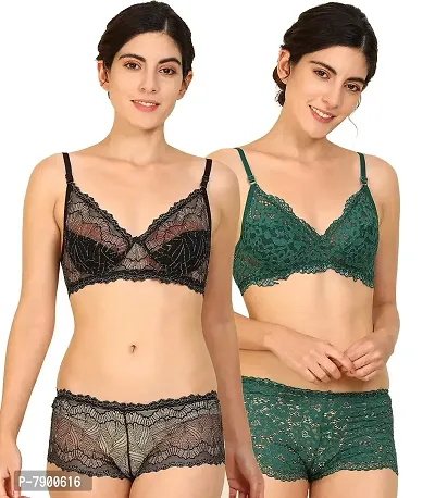 Buy Fashion Comfortz Net Lace Bra And Panty Set Womens Girls