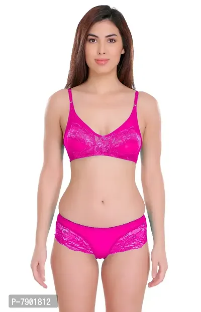 Buy Women's Hosiery Bra and Panty Set (Color-Baby Pink,Size38