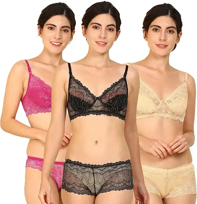 Buy Stylish Fancy Designer Net Bra And Panty Set For Women Pack Of 2 Online  In India At Discounted Prices