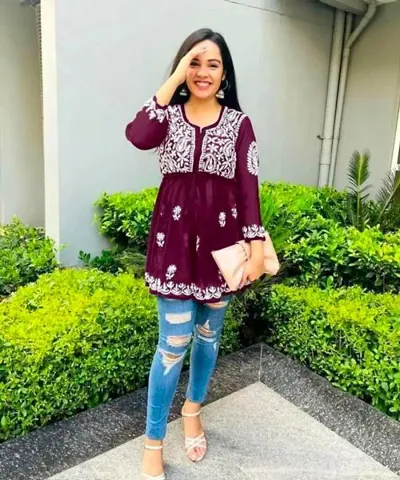 Georgette short kurtis clearance