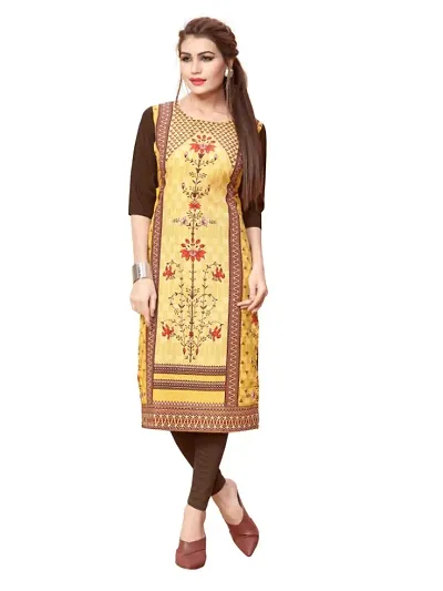 Stylish Printed Straight Crepe Kurti Stylish Printed Straight Crepe Kurti
