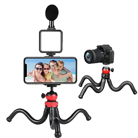 AY-49H Video Shooting Set with Shotgun Mic with Cover LED Light Gorilla Tripod Octopus with Phone Holder for YouTube Video Vlog Reels Using Smart Phones DSLR Octopus Cameras GoPro