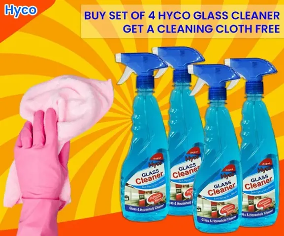 Hyco Glass Cleaner 500ml(pack of 4)+free Cleaning Cloth
