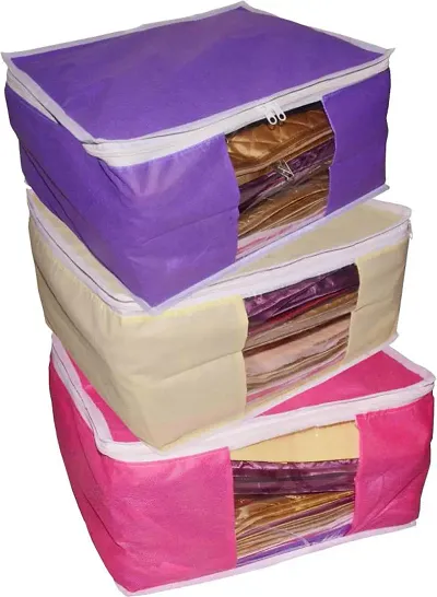 Amazon.com: Kuber Industries Non Woven Single Packing Saree Cover|Zipper  Closure Transparent|Pack of 12 (Brown)-KUBMART2826 : Home & Kitchen