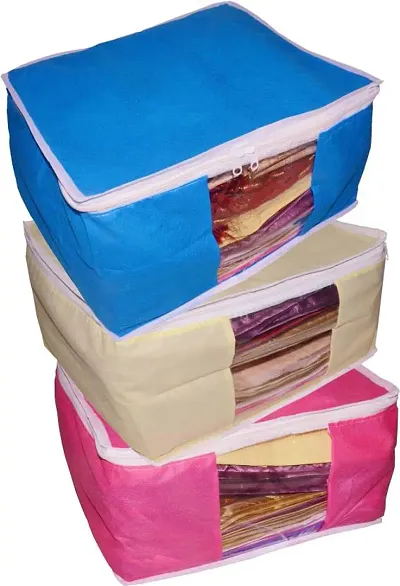 atorakushon Fabric 12 Piece Saree Cover Clothes Storage Bags Garments  Wardrobe Organiser (Pink) - atorakushon - 3337288