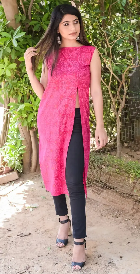 vaishu stylish Front cut long maxi dress kurti for women