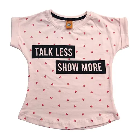 Text Print Cotton Blend Top for Girls