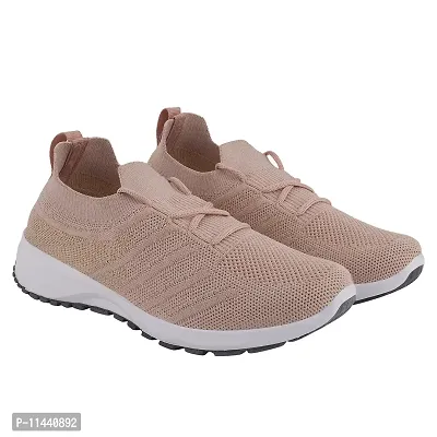 Buy Stylish Beige Mesh Solid Running Shoes For Women Online In