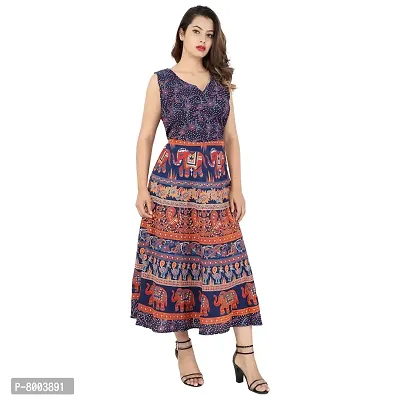 Buy MATRIKA FASHION Women's One Piece Jaipuri Print Cotton Long Dress with  Sleeves Attached Inside with Back Strips - Free Size Pack of 2 at Amazon.in