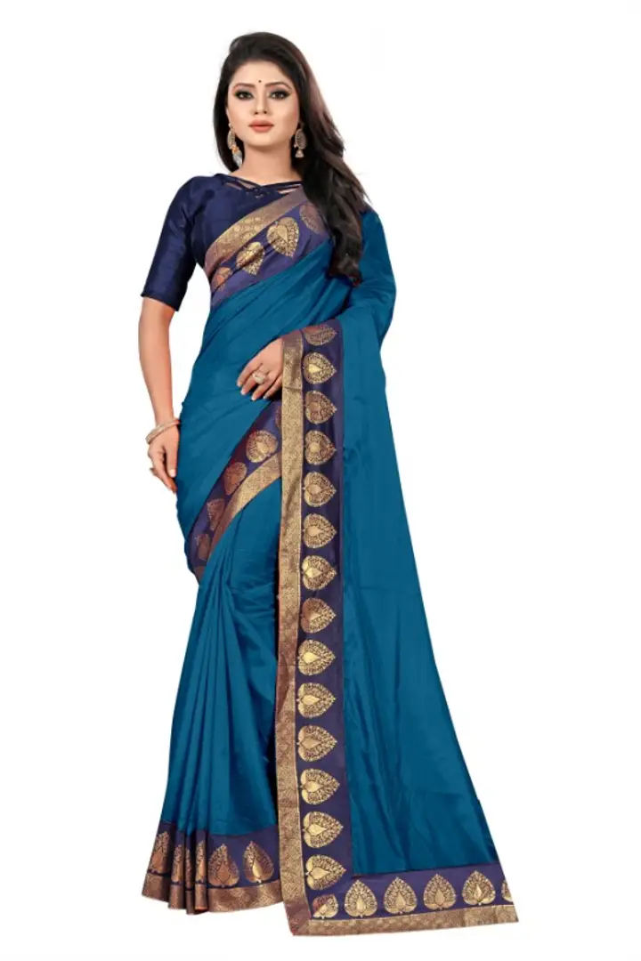 Buy Suvidha Fashion Peacock Green Embriodered Paper Silk Saree With Blouse  at Amazon.in
