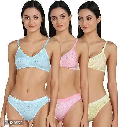Buy Samvar-Women's Cotton Bra Panty Set for Women Lingerie Set Sexy  Honeymoon Undergarments (Color : Multi)(Pack of 3) Online In India At  Discounted Prices
