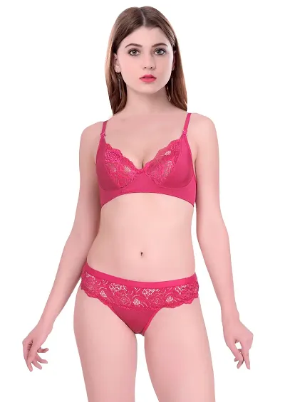 Buy Arousy-Net Bra Panty Set Lingerie Set Full Coverage Non-Padded  Non-Wired Honeymoon Set(Pack of 2)(Color -Maroon,Black) Model No:175 at