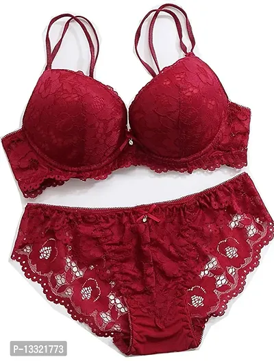 Buy online Red Cotton Bras And Panty Set from lingerie for Women by Liigne  for ₹309 at 76% off