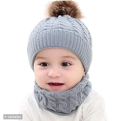 Winter Knit Hat Scarf Set, Infant Toddler Kids Hat Scarf, Fleece Lined  Girls Boys Winter Hat Cute Pom Pom Beanie Hat