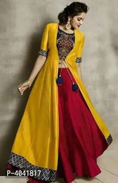 Women s Beautiful Rayon Crop Top Skirt And Shrug Kurta Set.For the Lowest price of 708 SaifKart