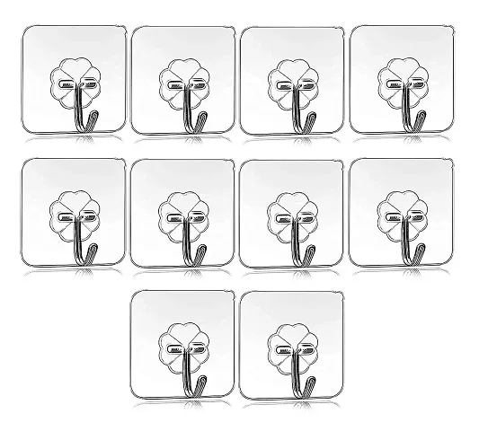Buy EBOFAB 10 pcs Self Adhesive Wall Hooks, Heavy Duty Sticky Hooks for  Hanging, Transparent Reusable Waterproof Adhesive Hooks for Wall Online In  India At Discounted Prices