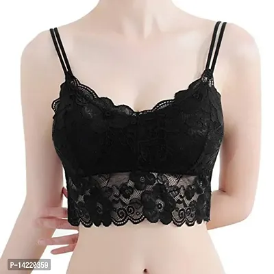 Buy STYLE FLAKES Women's Silky Net Lace Lightly Padded Non-Wired Bralette Top  Bra Size 28 to 34 (Black) Online In India At Discounted Prices