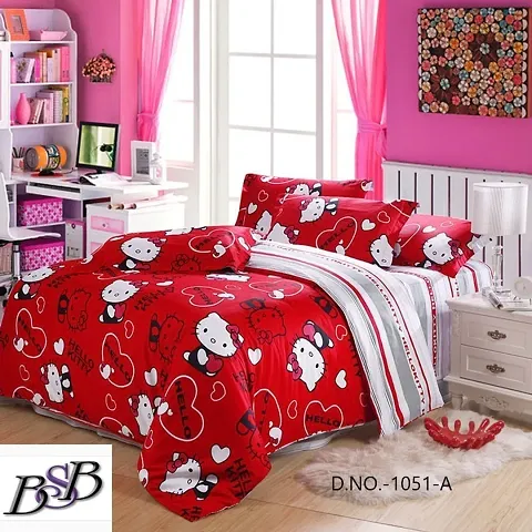 Polycotton Printed Bedsheets with 2 Pillow Covers