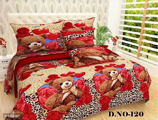 Teddy print Polycotton Double Bedsheet With Two Pillow Covers
