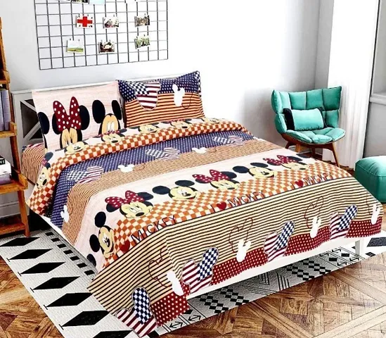 Polycotton Printed Kids Room Double Bedsheets