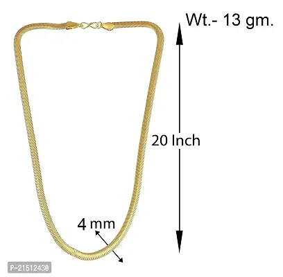 Diamond-Cut Solid Herringbone Chain Necklace 4mm 14K Yellow Gold 18