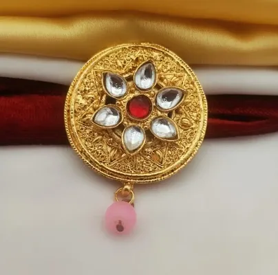 AD Stone Gold Saree Pin –The White Brooch-G5773